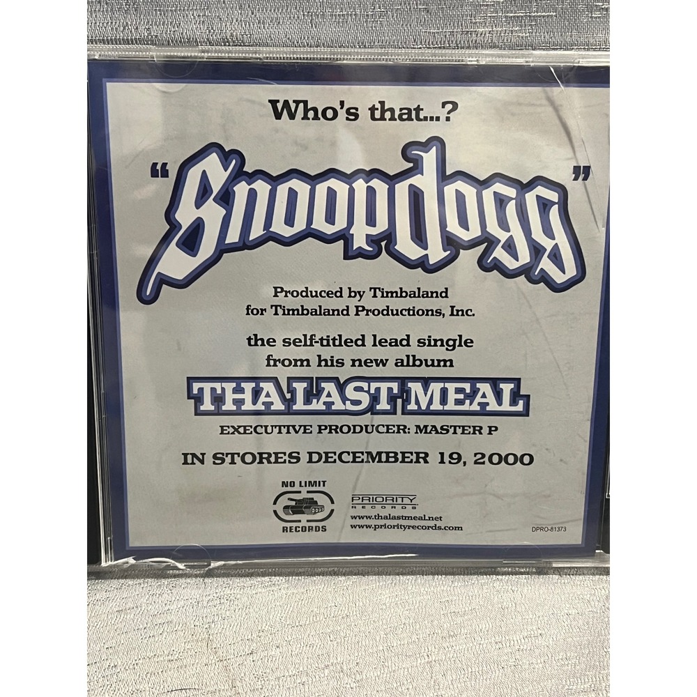Snoop Dogg Snoop Dogg Promo CD Single Tha Last Meal Timbaland No Limit Records